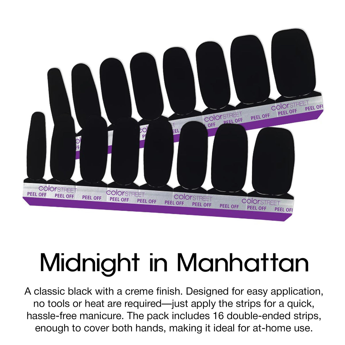Nails with Color Street Midnight in Manhattan applied for a precise, neat edge.