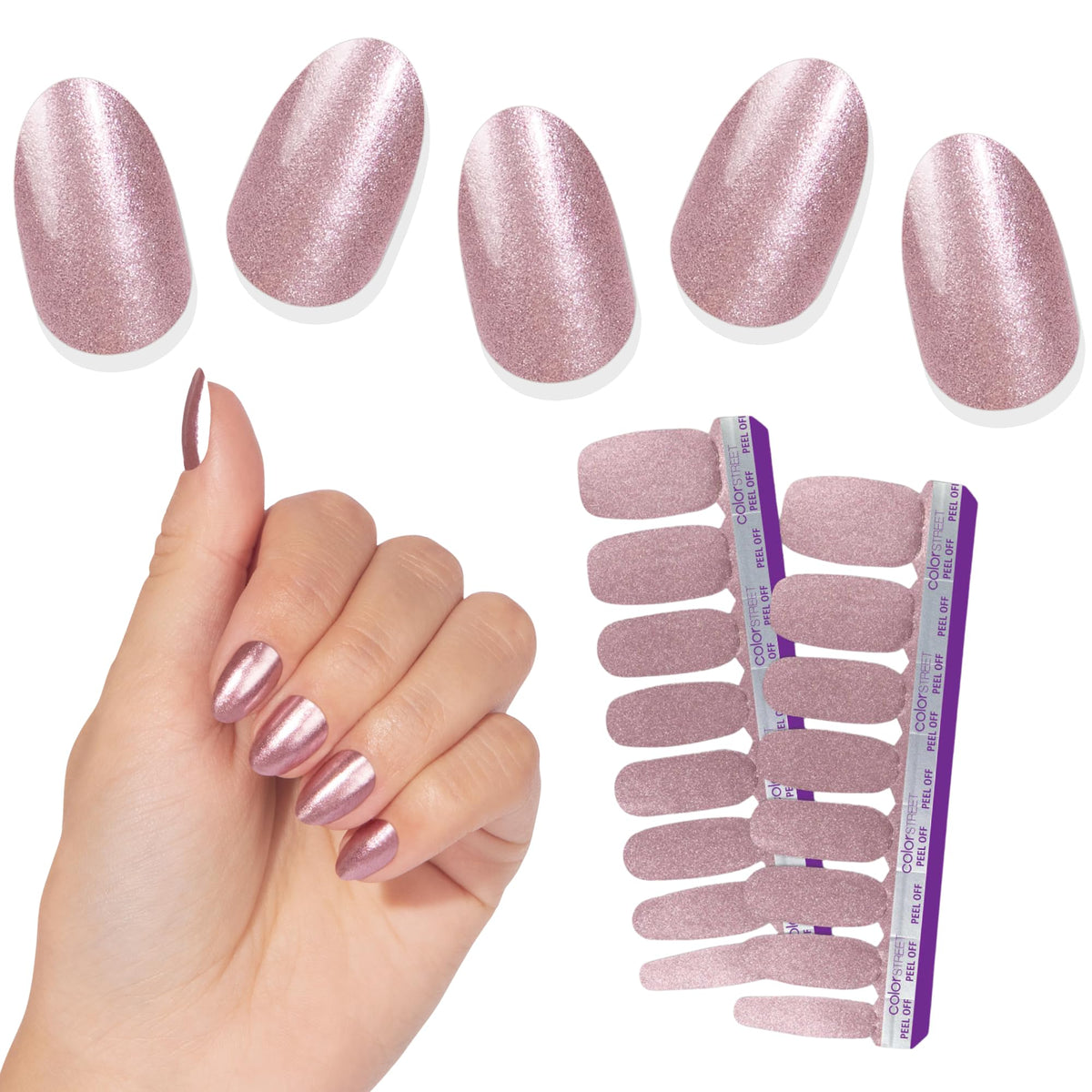 Color Street Princess Cut rose gold shimmer closeup for salon-like glow at home