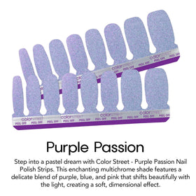 Color Street Purple Passion demonstrates easy peel-and-apply application