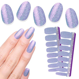 Color Street Purple Passion nail strips show multi-chrome glitter finish