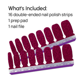Salon-quality results at home with Rio Red glitter strips.