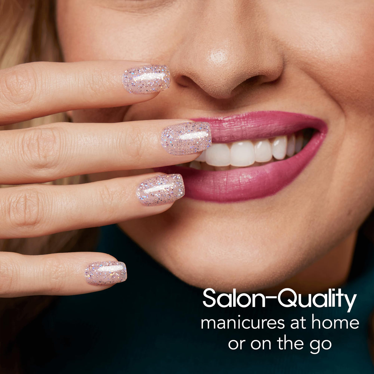 Color Street Shimmer Down metallic pink holographic glitter close-up highlighting sparkle.
