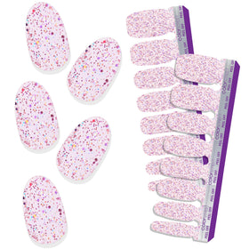 Color Street Shimmer Down Rosy Pink Glitter strip on nail for a bold manicure.