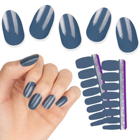 Color Street Slate of Mind nails in blue-gray creme finish for a timeless chic manicure.