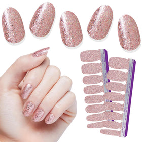 Color Street Social Butterfly rose gold glitter nail strips for instant sparkle on nails