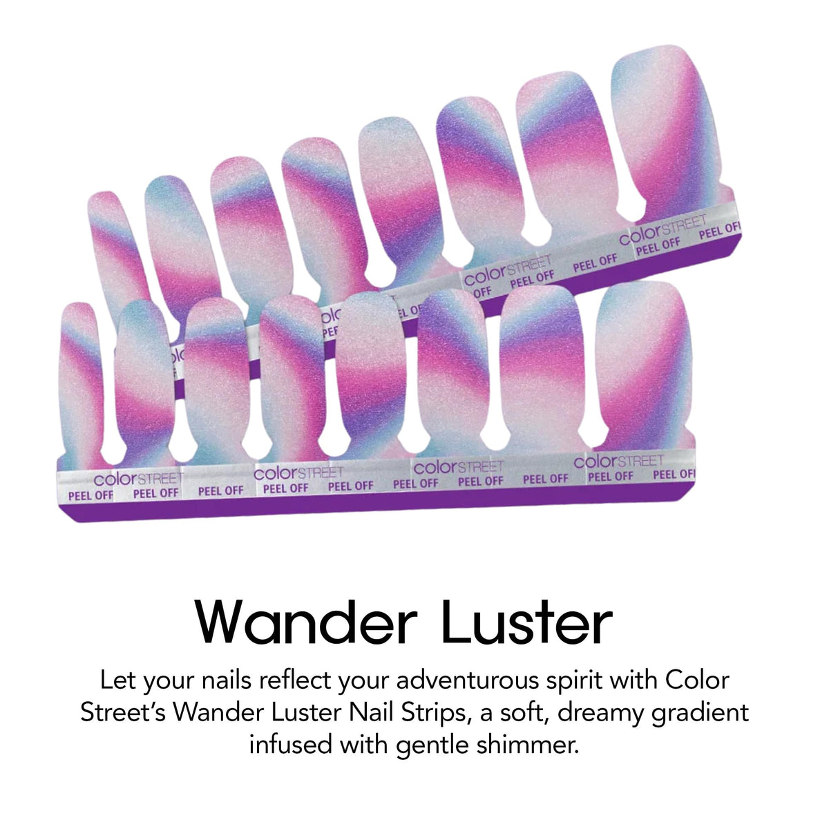 Color Street Wander Luster shimmer finish adds light-catching glow to manicures