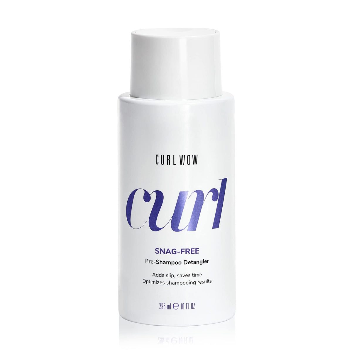 COLOR WOW Curl Wow Snag-Free Pre-Shampoo Detangler bottle pour showing slip before washing