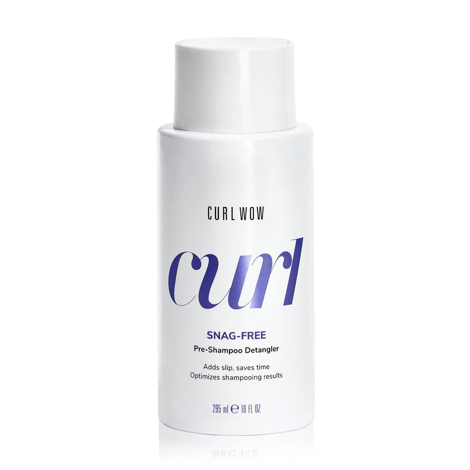 COLOR WOW Curl Wow Snag-Free Pre-Shampoo Detangler bottle pour showing slip before washing