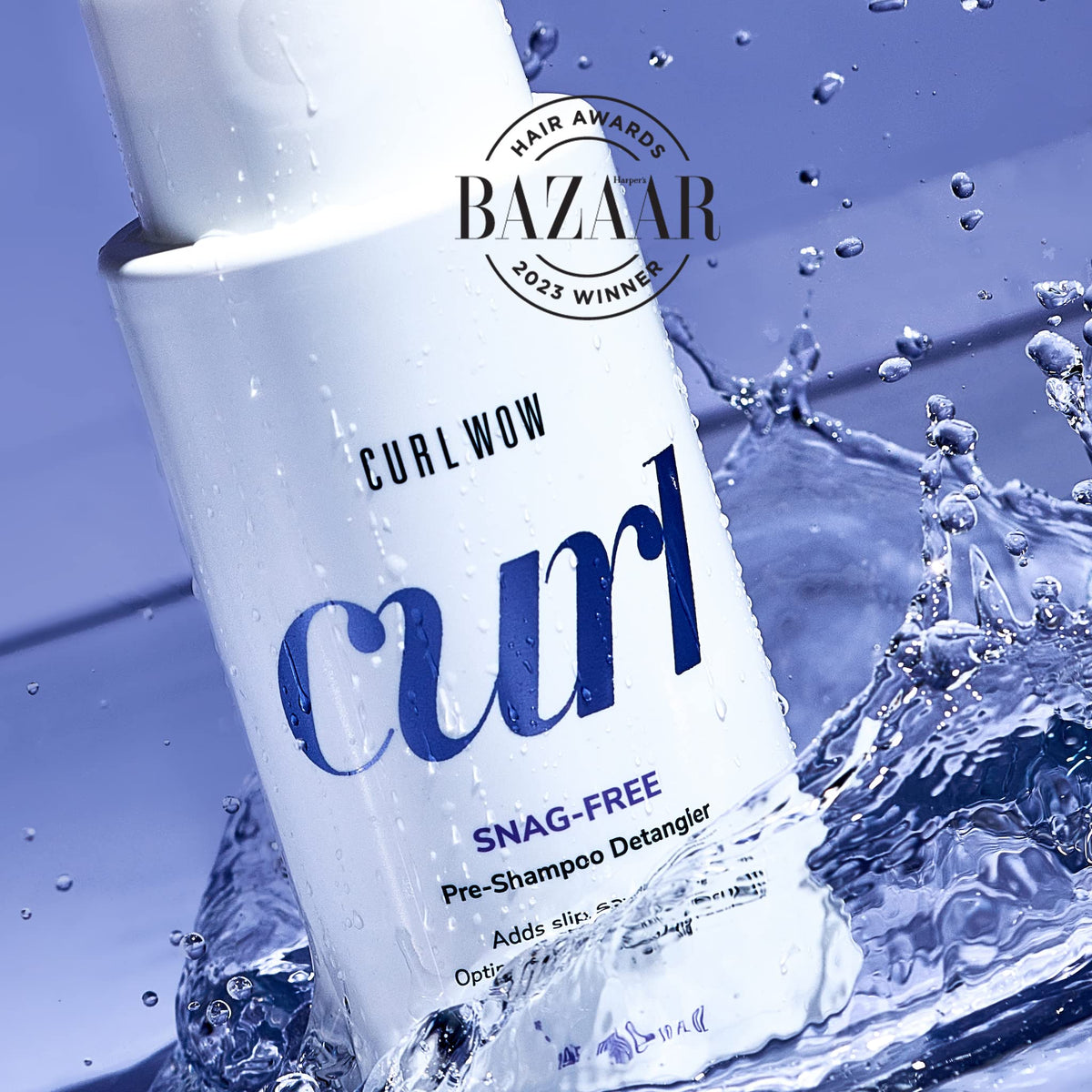 COLOR WOW Curl Wow Snag-Free Detangler application on curls improves slip for easier detangling