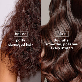 COLOR WOW Dreaming Advanced Repair close-up shows smooth dispersion for frizz control.