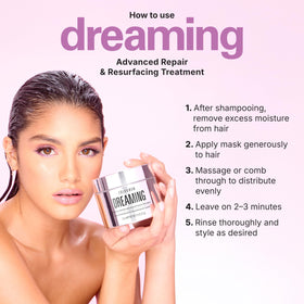 COLOR WOW Dreaming Advanced Repair silky-texture close-up reveals glassy, sleek hair.