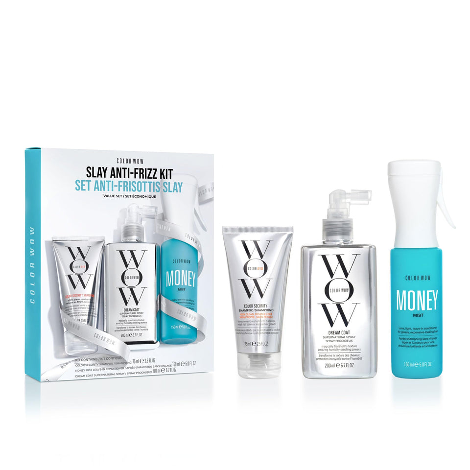 COLOR WOW Slay Kit Dream Coat Spray delivers humidity-proof shine and smoothness