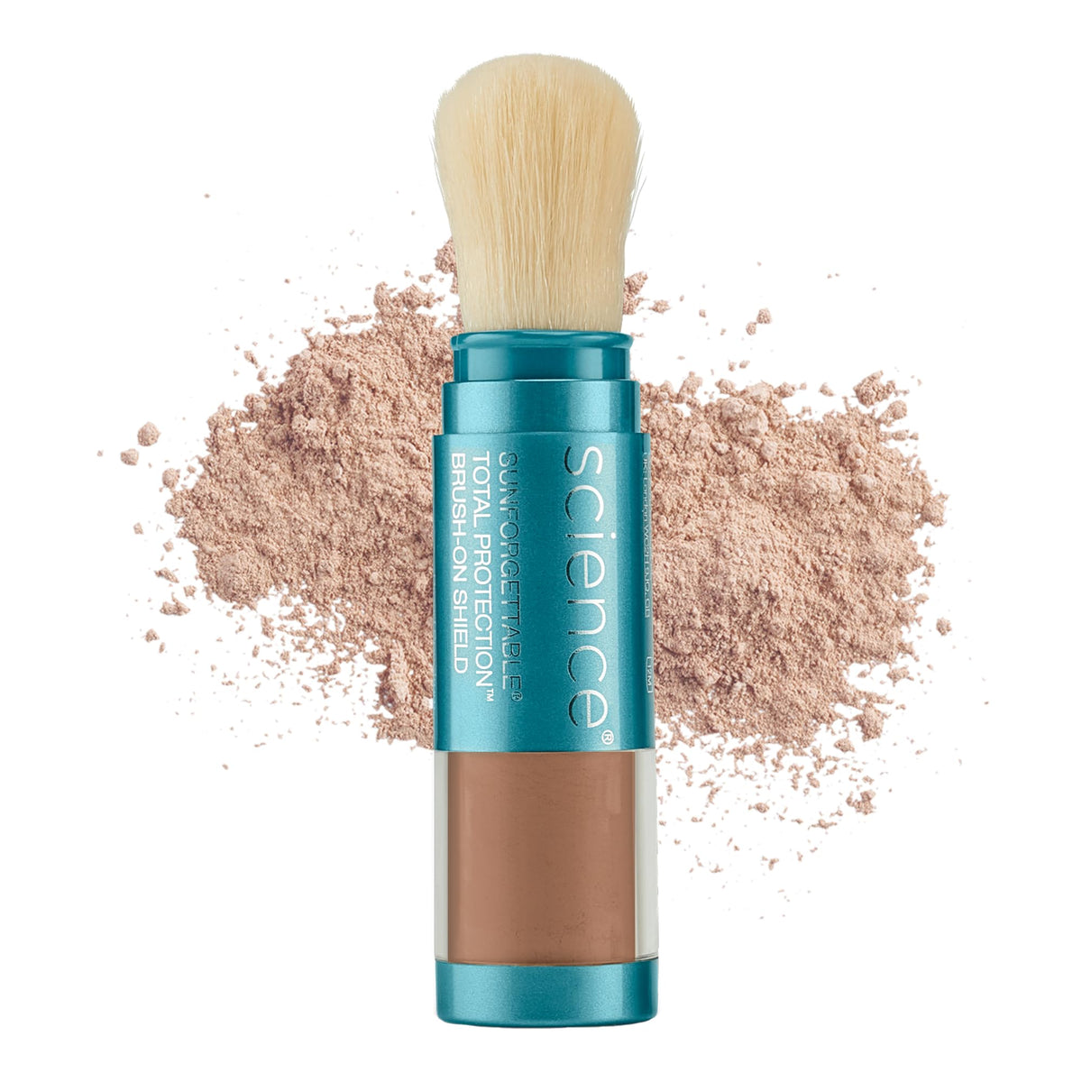 Colorescience brush-on sunscreen mineral powder deep shade bottle for daily UV protection
