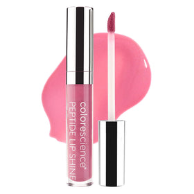 Colorescience Peptide Lip Shine Pink bottle shows vibrant color and hydration.