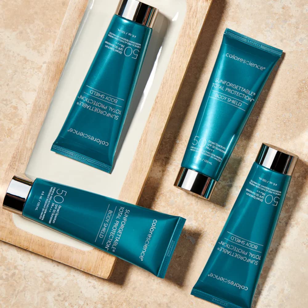Colorescience Sunforgettable Body Shield universal shade blending with skin tone