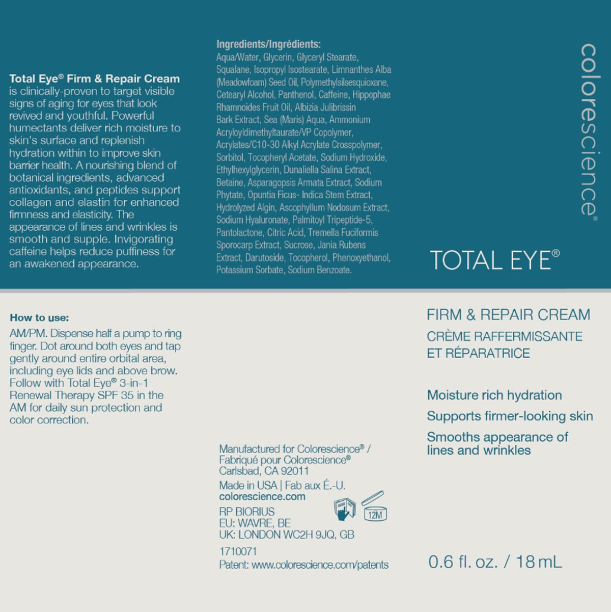 Packaging shown with travel-friendly tube for on-the-go eye care.