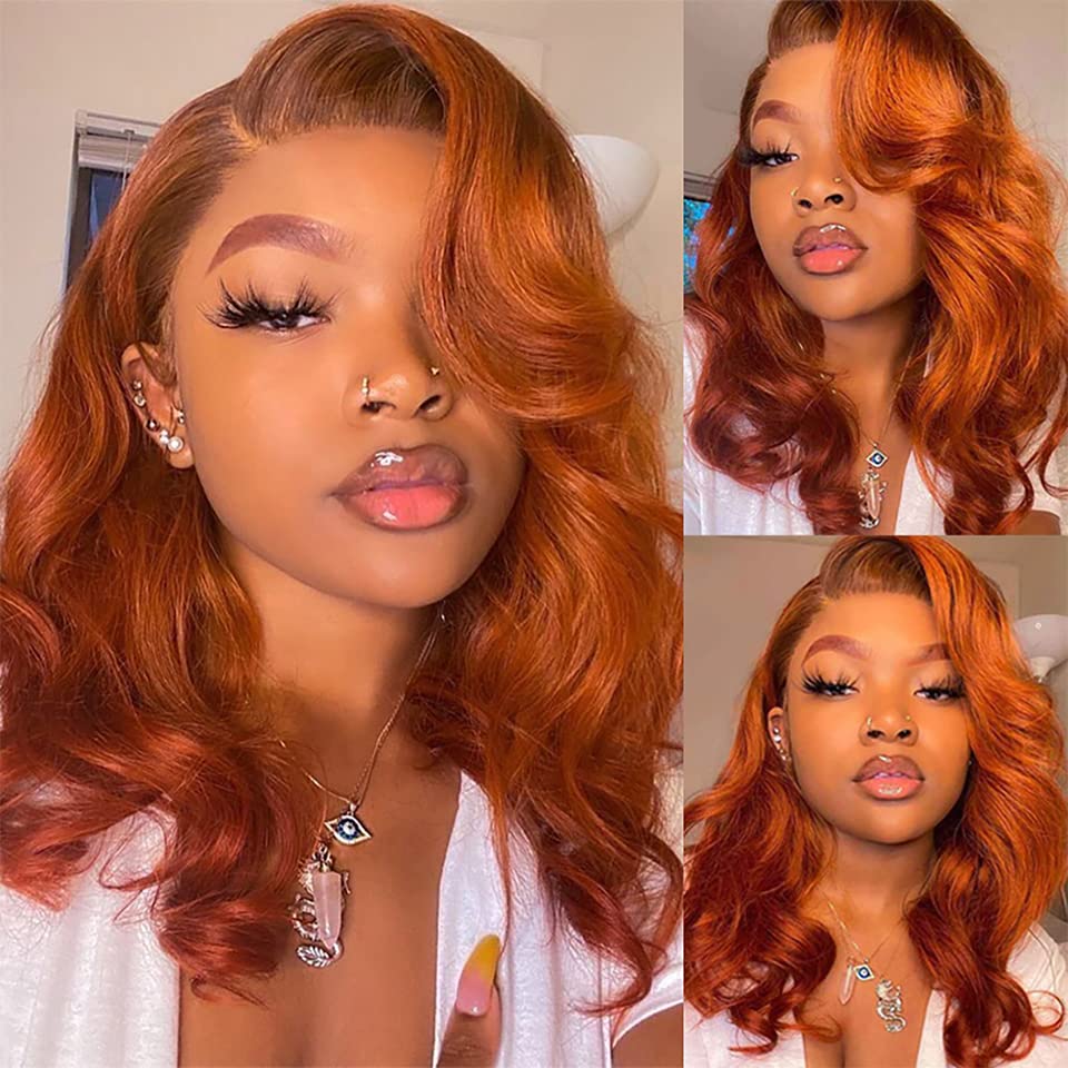 Colorful Bird 13x4 dark ginger lace front wig with natural hairline and full body wave