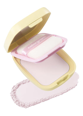 Colorgram sebum-retouching blur pact compact front shows a poreless, matte look.