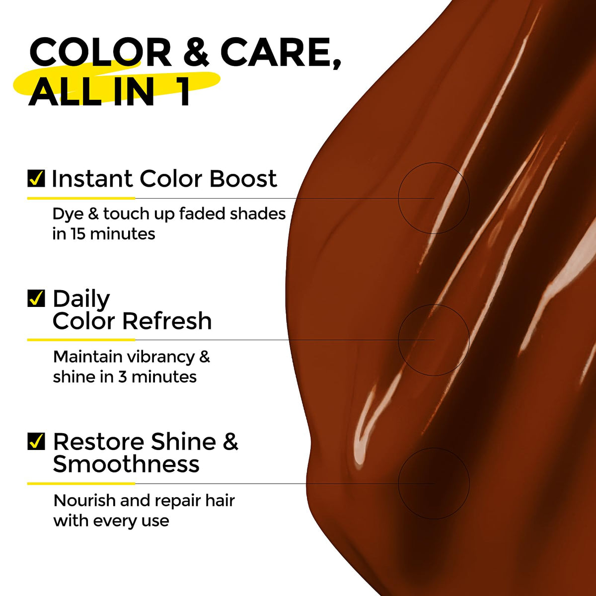 Sweet almond oil droplet highlighting hydration and color protection for hair