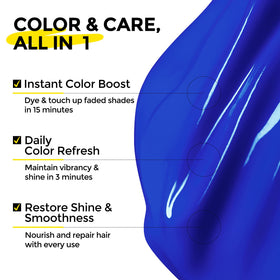 COLORLOMO blue hair color deposits on swatches for bold, even coverage