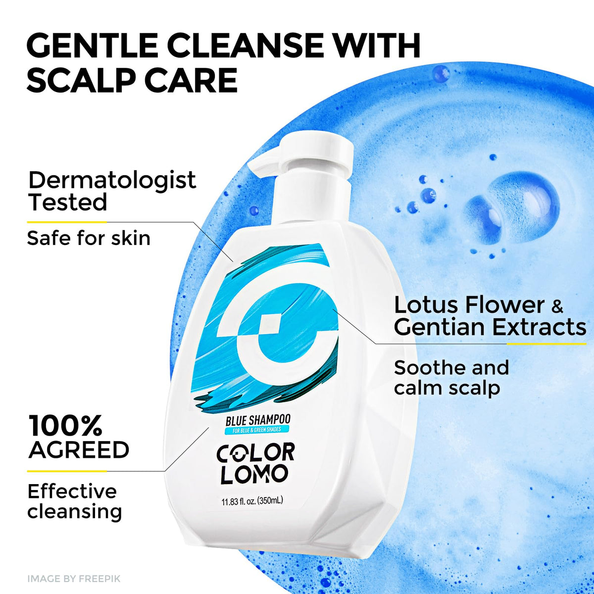 COLORLOMO packaging emphasizes dedicated blue-tone color maintenance.