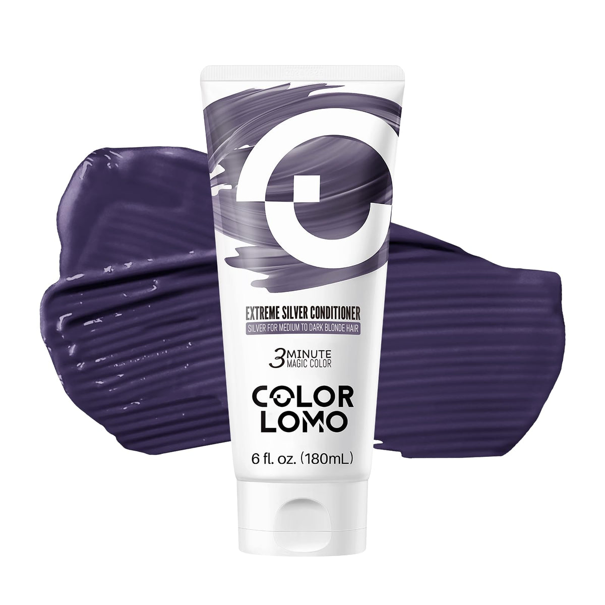 COLORLOMO Extreme Silver bottle showcases nourishing color deposit for vibrant, cool-toned hair.