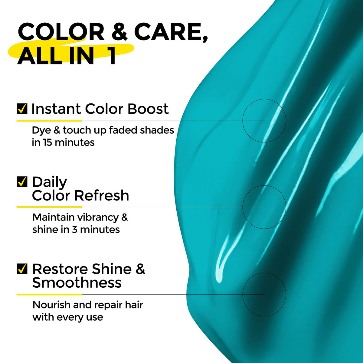 COLORLOMO Teal application on dry hair for bold color boost.