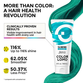 COLORLOMO Teal hair color swatches reveal vibrant teal shade.