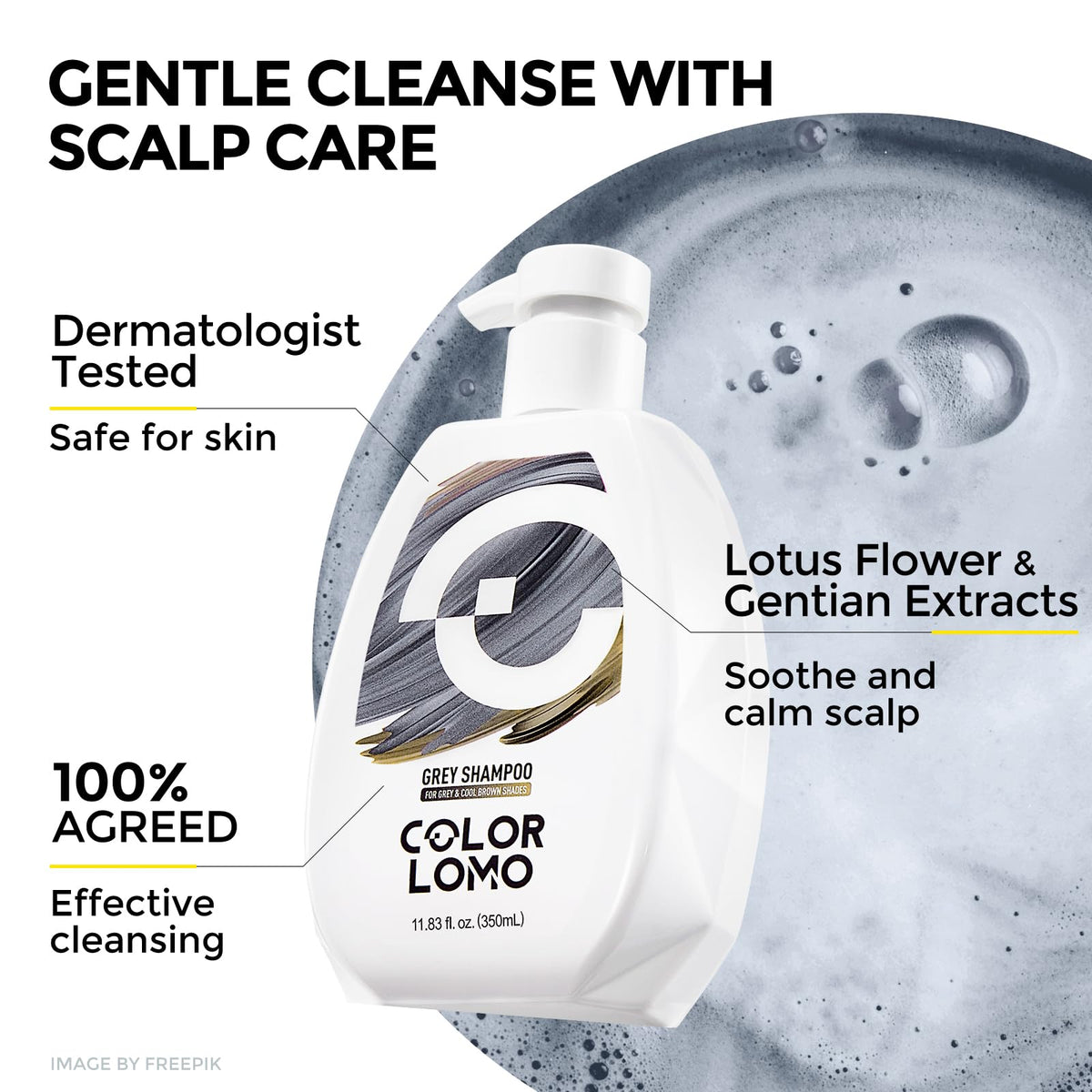 COLORLOMO Ultra Color Safe Shampoo pigment replenishment closeup suggests pigment support without buildup