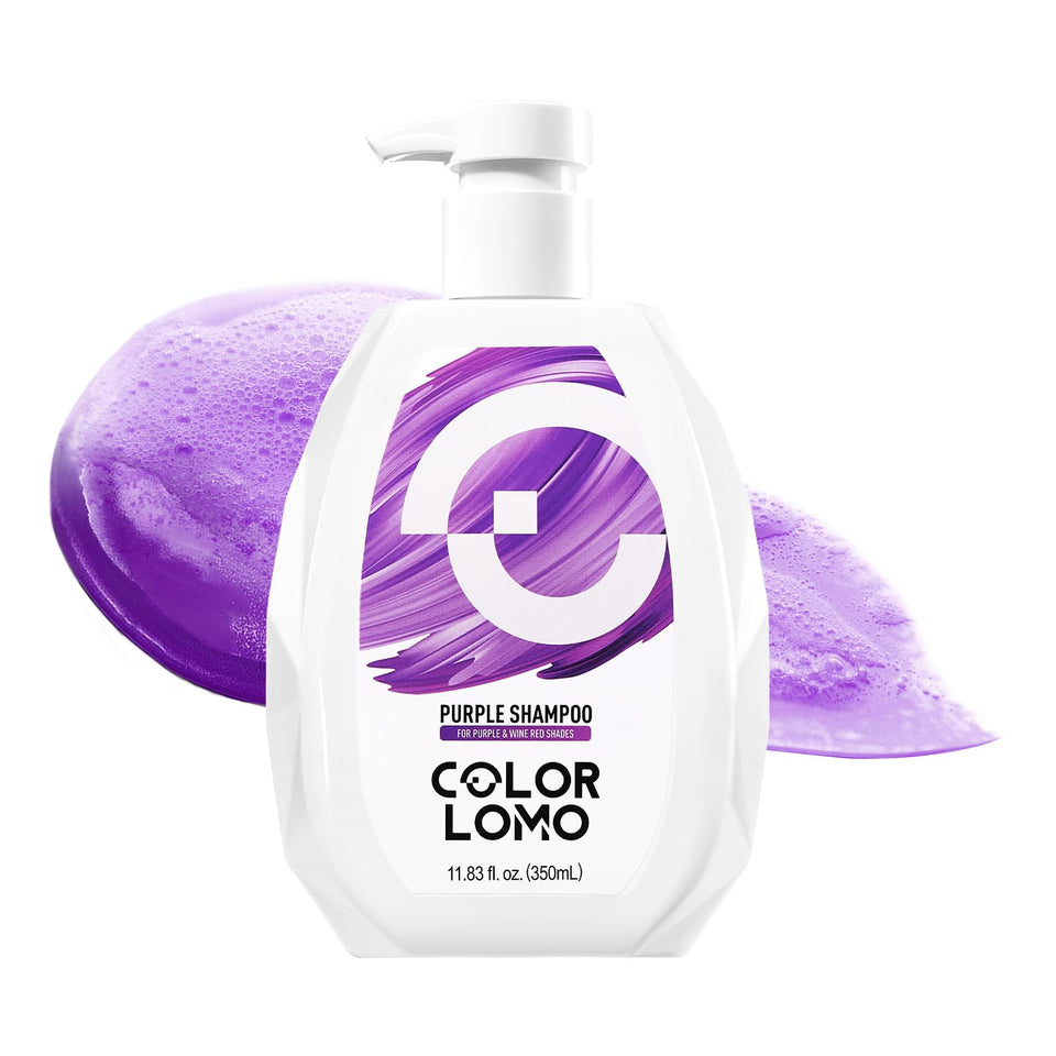 COLORLOMO Ultra Color Safe Shampoo purple bottle protects color and nourishes.
