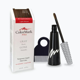 ColorMark Pro Light Brown wand application demonstrates precise gray root coverage.