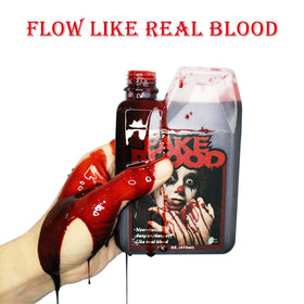 ColorMaster fake blood-pour-action demonstrates easy application for quick makeup touches.