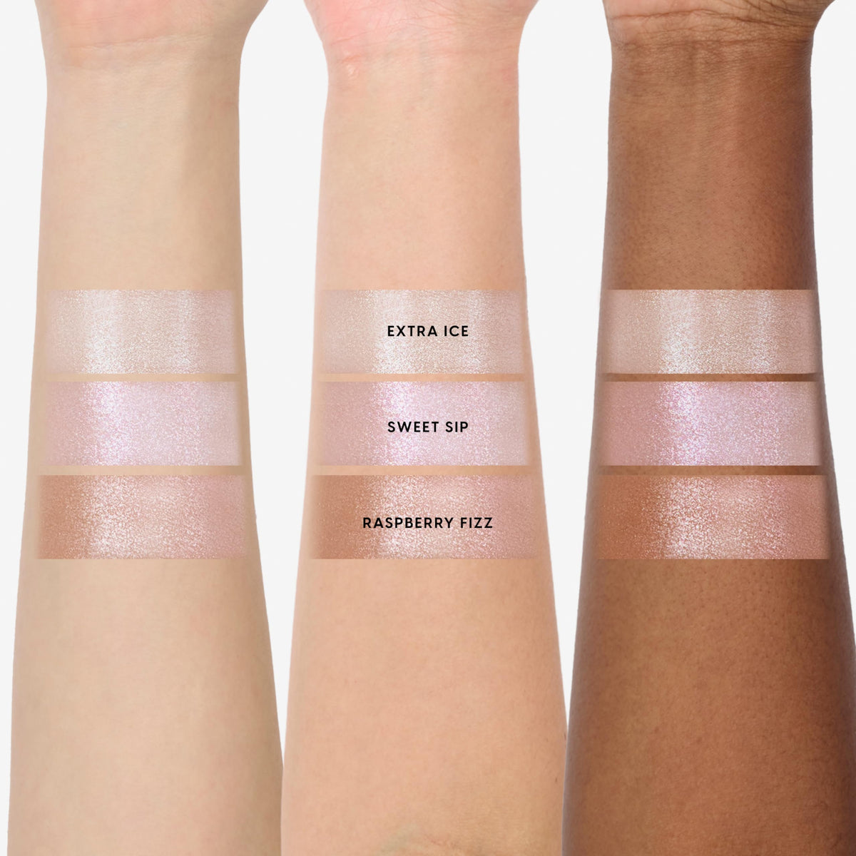 ColourPop Coconut Cream & Soda Raspberry Fizz swatch delivers pinky bronze glow with rich payoff.