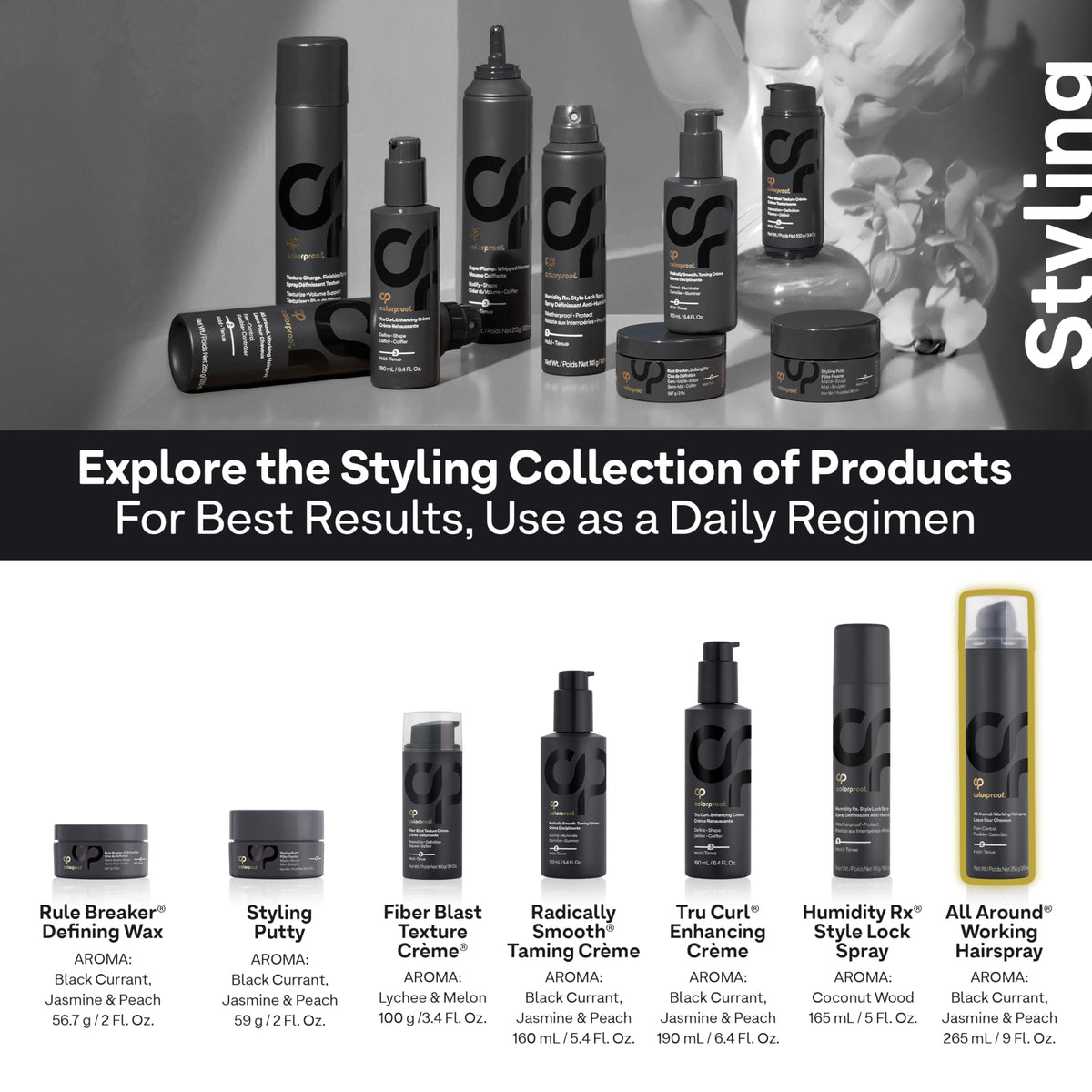 ColorProof All Around Working Hair Spray Sea Kelp nourishes and improves flexibility.