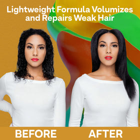 Application shot shows applying conditioner from scalp to ends for fullness