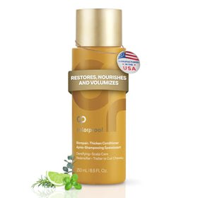 ColorProof Biorepair Thicken Conditioner bottle being poured for lightweight volume