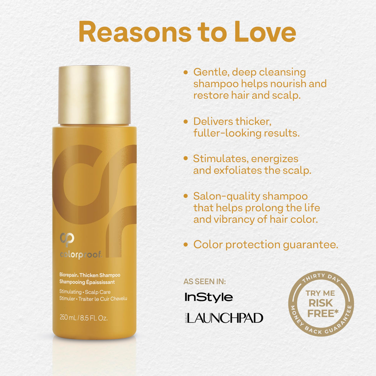 Creamy lather from ColorProof Biorepair Thicken Shampoo on scalp.