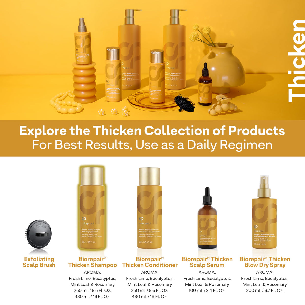 Fresh lime, eucalyptus, mint scent cues on ColorProof bottle.