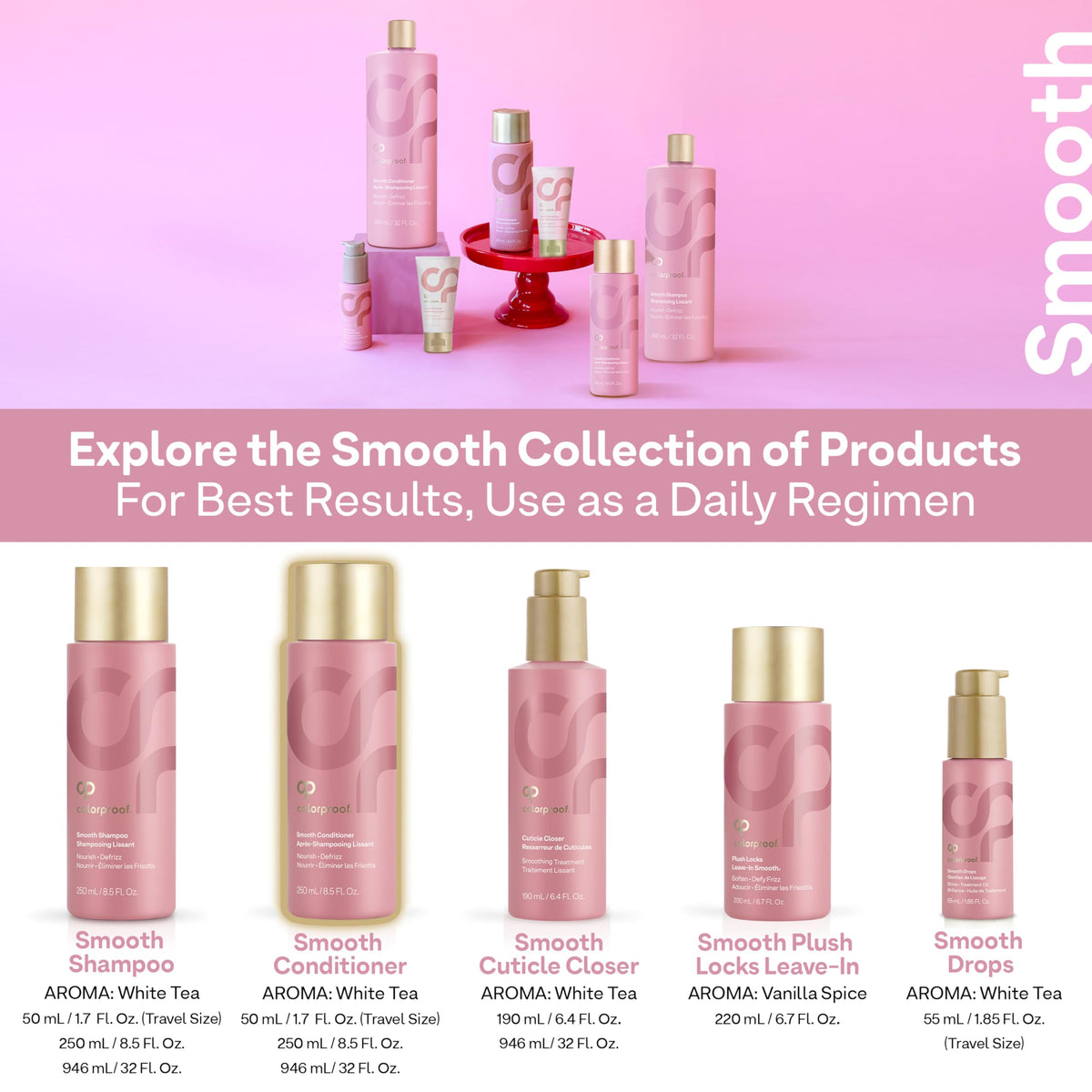 Colorproof Smooth Conditioner avocado oil imagery highlights nourishing hydration and resilience