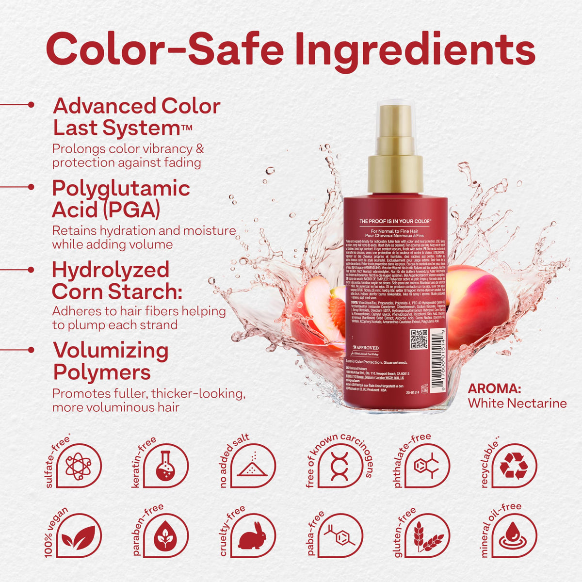 ColorProof Volume Blow Dry Spray preserves color vibrancy with Advanced Color Last System.
