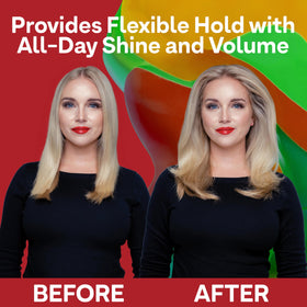 ColorProof Volume Lift It Mousse being heat styled to lock in volume