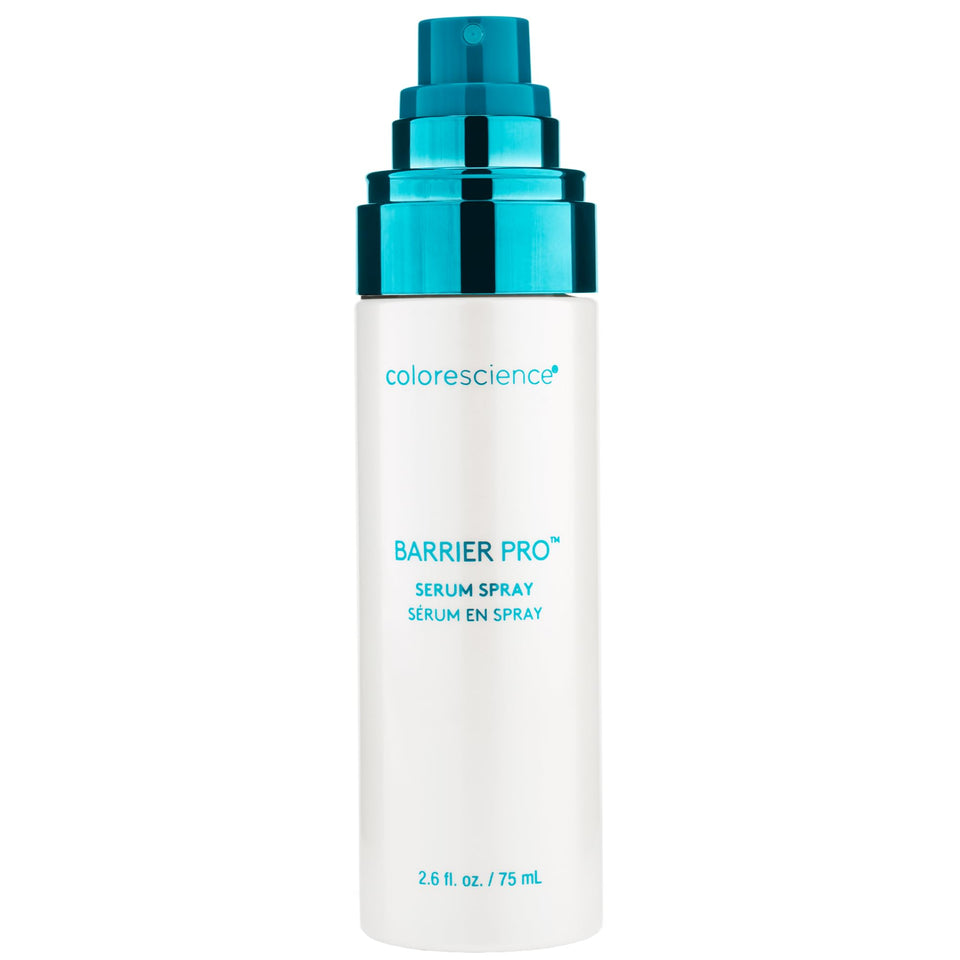 Colorescience Barrier Pro Microbiome Serum Spray bottle close-up for radiant, hydrated skin.