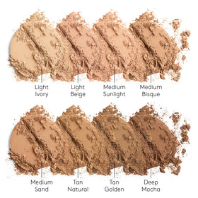 Swatch on skin shows Colorescience Natural Finish foundation with buildable coverage.
