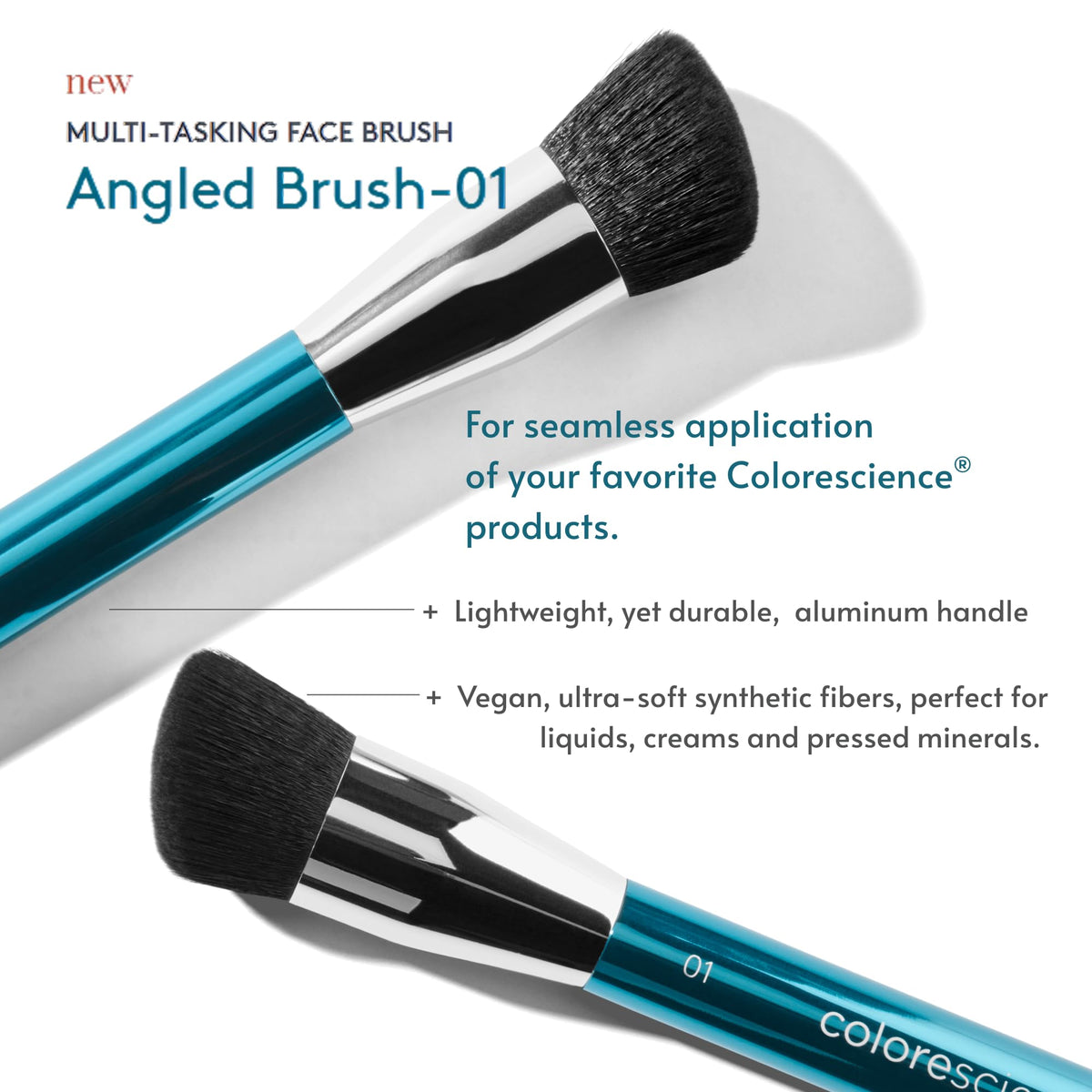 Colorscience Professional Angled Face Brush medium-density fibers enable versatile coverage.