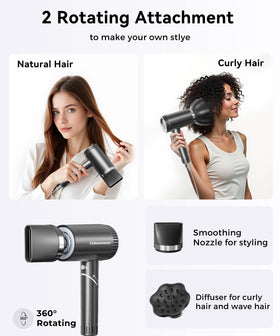 Colorsmoon hair dryer operates quietly under 60dB for peaceful use.