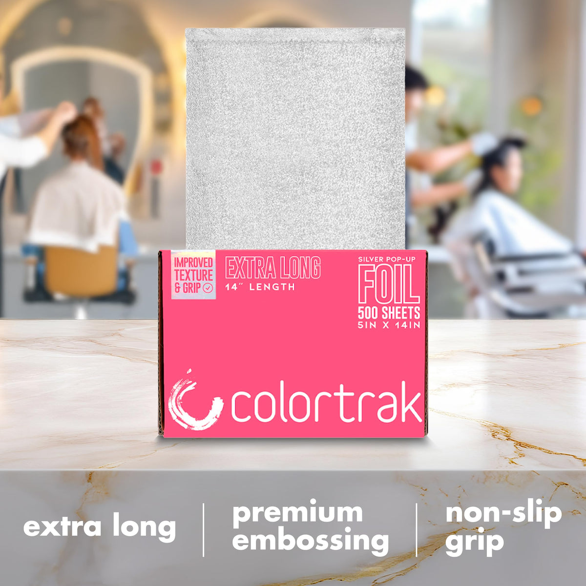 Colortrak compact dispenser design fits neatly on busy salon stations