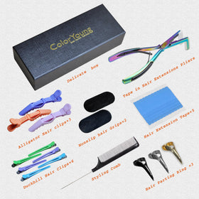 ColorYoung duck billed hair clips kit keeps extensions aligned during application.