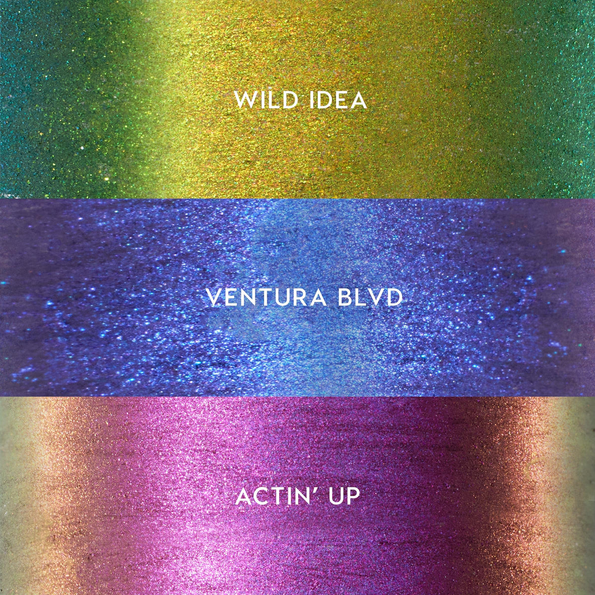 ColourPop BFF Ventura Blvd eyeliner swatch showing cobalt blue to purple chrome