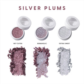 ColourPop Bobaholic swatch shows silvery blue sparkle for bold eye accents