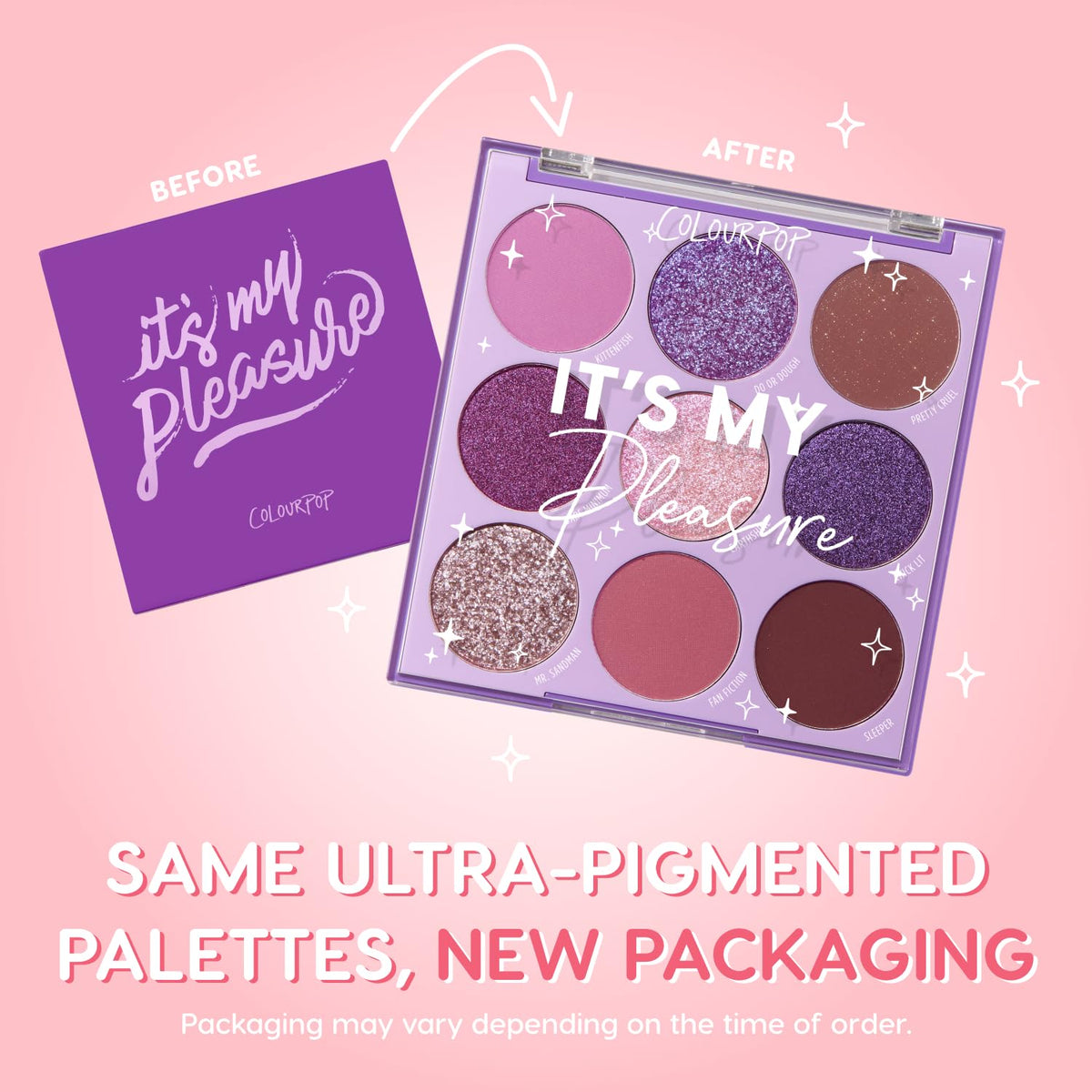 ColourPop It's My Pleasure open layout shows easy color selection for versatile styles.